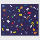 Papier Cadeau Lettre R nom personnalisé-couleur initiale (Plat)