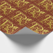 Papier Cadeau Lettre R Première lettre Faux Gold sur rouge (Coin)