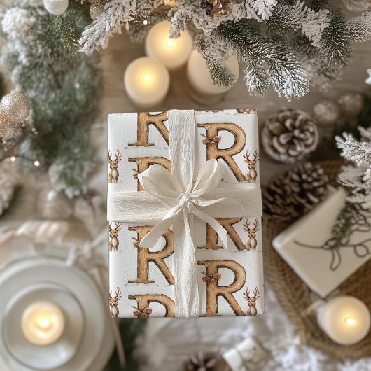 Papier Cadeau Lettre renne R Noël