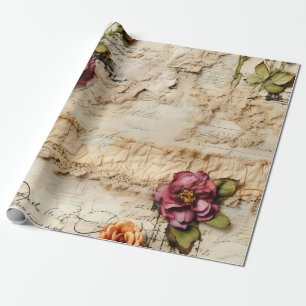 Papier Cadeau Lettre romantique vintage sur parchemin