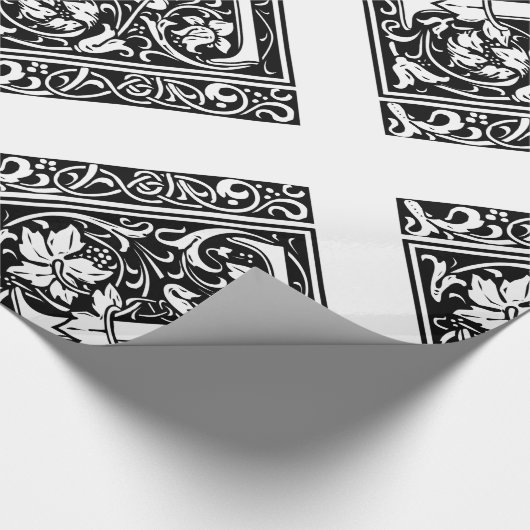 Papier Cadeau Lettre T Monogramme médiéval Art Nouveau (Coin)