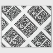 Papier Cadeau Lettre T Monogramme médiéval Art Nouveau (Plat)