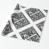 Papier Cadeau Lettre T Monogramme médiéval Art Nouveau (Déroulé)