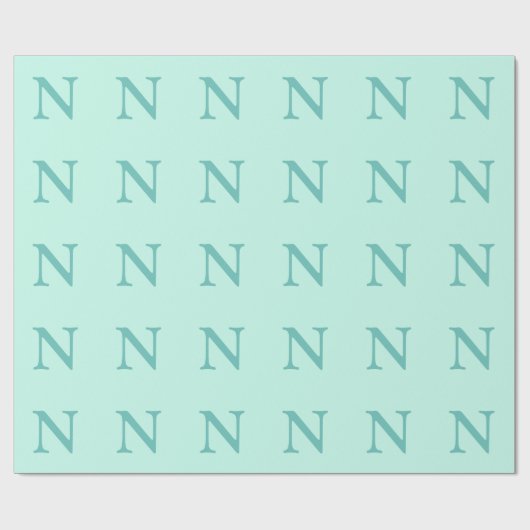 Papier Cadeau LETTRE Turquoise CLAIRE INITIALE Bleu tendance Min (Plat)