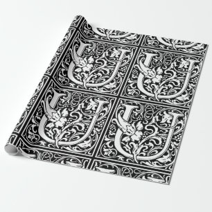 Papier Cadeau Lettre U Art Nouveau Monogramme Médiéval