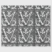 Papier Cadeau Lettre V Monogramme médiéval Art Nouveau (Plat)