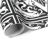 Papier Cadeau Lettre V Monogramme médiéval Art Nouveau (Coin rond)