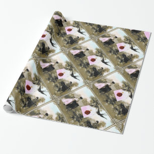 PAPIER CADEAU LETTRE VALENTINE ROMANTIQUE, SCEAU DE CIRE ROUGE A