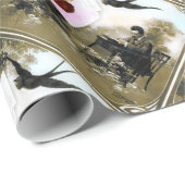 PAPIER CADEAU LETTRE VALENTINE ROMANTIQUE, SCEAU DE CIRE ROUGE A (Coin rond)