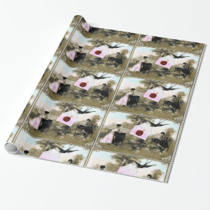 PAPIER CADEAU LETTRE VALENTINE ROMANTIQUE, SCEAU DE CIRE ROUGE A