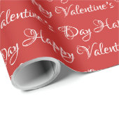 Papier Cadeau Lettres à la main rouge et blanc Saint Valentin (Coin rond)