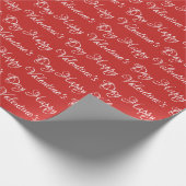 Papier Cadeau Lettres à la main rouge et blanc Saint Valentin (Coin)