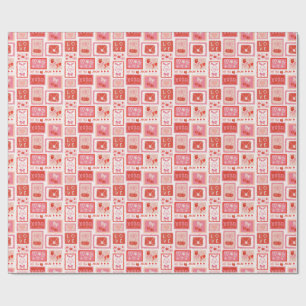 Papier Cadeau Lettres d'amour de cerise Poste Saint-Valentin