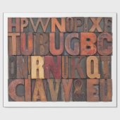 Papier Cadeau lettres de l'alphabet aléatoire - letterpress vint (Plat)