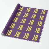 Papier Cadeau Lettres Initiales De Monogramme Indigo Jaune Minim (Déroulé)