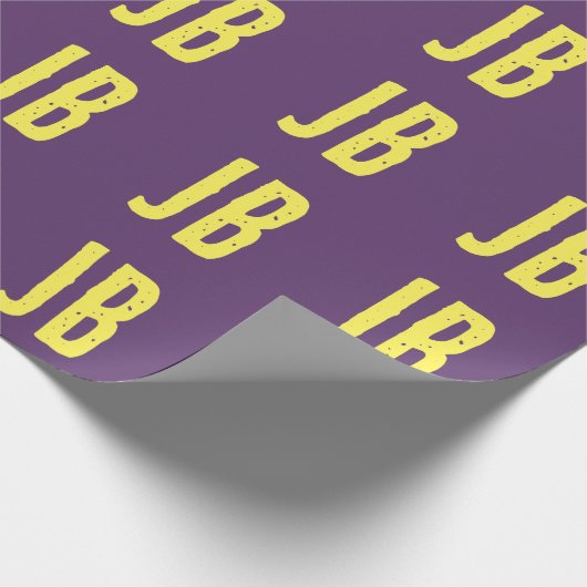 Papier Cadeau Lettres Initiales De Monogramme Indigo Jaune Minim (Coin)