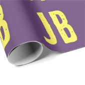 Papier Cadeau Lettres Initiales De Monogramme Indigo Jaune Minim (Coin rond)