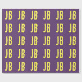 Papier Cadeau Lettres Initiales Monogramme Indigo Jaune Minimali (Plat)