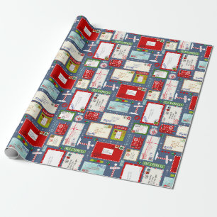 Papier Cadeau Lettres pour enfants à Père Noël l Motif de Noël