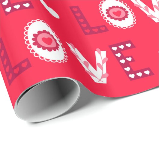 Papier Cadeau Lettres rouges (Coin rond)