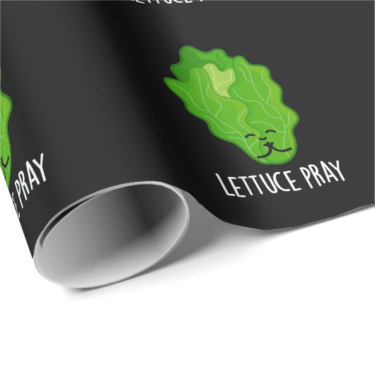 Papier Cadeau Lettuce Pray Funky Veggie Pun Dark BG (Coin rond)