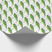 Papier Cadeau leurre de pêche néon vert (Coin)