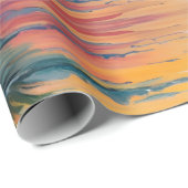 Papier Cadeau Lever de soleil à l'aquarelle de l'étang (Coin rond)