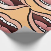 Papier Cadeau Lèvres Bouche Ouverte Dents Langue (Coin)