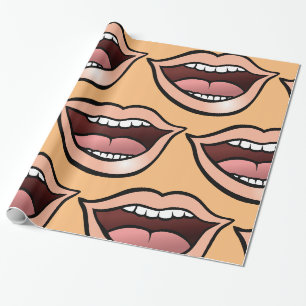 Papier Cadeau Lèvres Bouche Ouverte Dents Langue