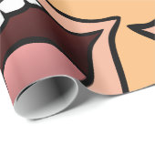 Papier Cadeau Lèvres Bouche Ouverte Dents Langue (Coin rond)