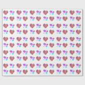 Papier Cadeau Lèvres Colorées Avec Amour & Baisers (Plat)