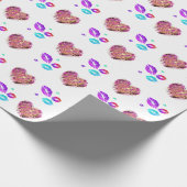 Papier Cadeau Lèvres Colorées Avec Amour & Baisers (Coin)