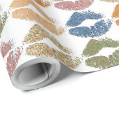 Papier Cadeau Lèvres colorées élégantes (Coin rond)