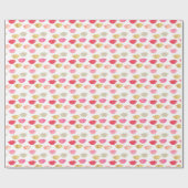 Papier Cadeau Lèvres d'aquarelle rouge or (Plat)