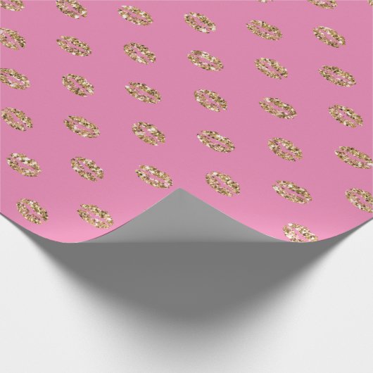 Papier Cadeau Lèvres de Parties scintillant en or rose vif (Coin)