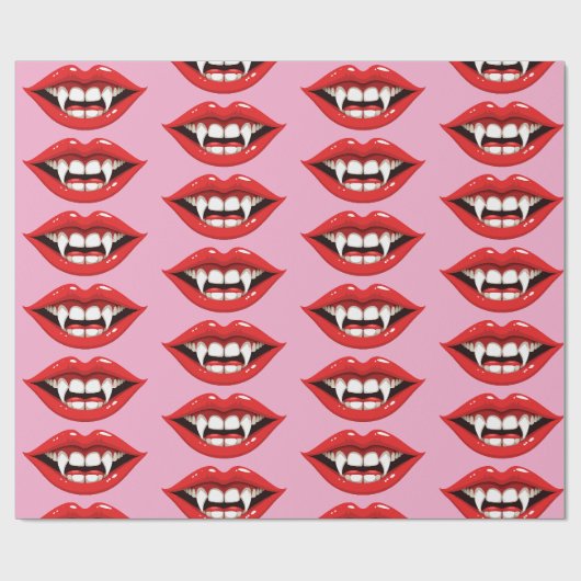 Papier Cadeau Lèvres de vampire rouges (Plat)