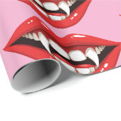 Papier Cadeau Lèvres de vampire rouges (Coin rond)