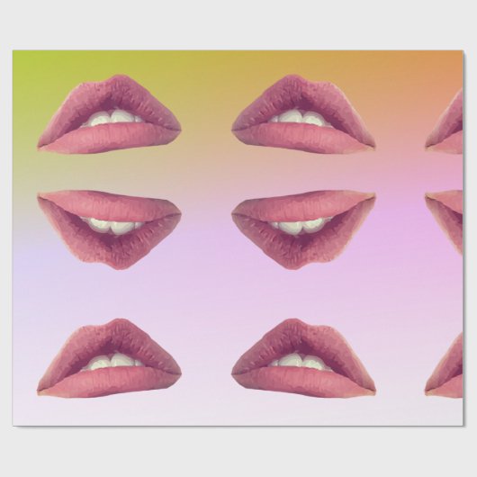 Papier Cadeau Lèvres Papier à envelopper brillant, 30 po x 6 pi (Plat)