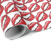 Papier Cadeau Lèvres Rouges Drôles (Coin rond)