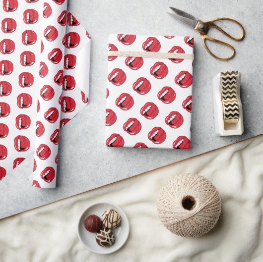 Papier Cadeau Lèvres Rouges Drôles (Artisanat)