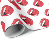 Papier Cadeau Lèvres Rouges Drôles (Coin rond)