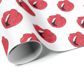 Papier Cadeau Lèvres Rouges Drôles (Coin rond)