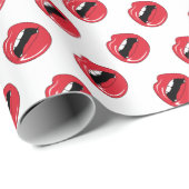 Papier Cadeau Lèvres Rouges Drôles (Coin rond)
