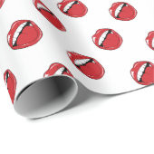 Papier Cadeau Lèvres Rouges Drôles (Coin rond)