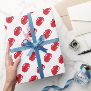 Papier Cadeau Lèvres Rouges Drôles 