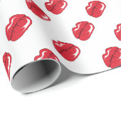 Papier Cadeau Lèvres Rouges Drôles  (Coin rond)