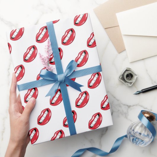 Papier Cadeau Lèvres Rouges Drôles (Cadeaux)