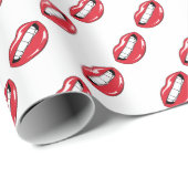 Papier Cadeau Lèvres Rouges Drôles (Coin rond)