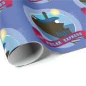 Papier Cadeau L'Express polaire | Insigne de train Vintage (Coin rond)