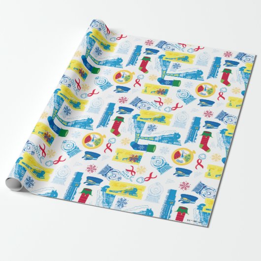 Papier Cadeau L'Express polaire | Motif d'icône de Noël (Déroulé)